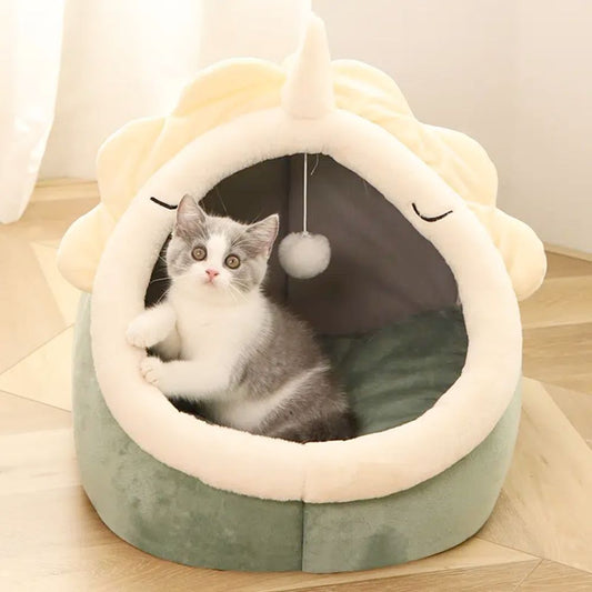 Cozy Daisy Cat Cave Bed - Plush Flower Shaped Hideaway for Indoor Cats & Kittens Pet&Paw