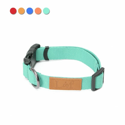 Durable Dog Collar | 40-Stitch Polyester Webbing | 5 Colors | Adjustable Fit Pet&Paw