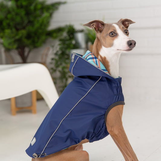 Classic Navy Reversible Dog Raincoat - Timeless Style Meets All-Weather Protection Pet&Paw