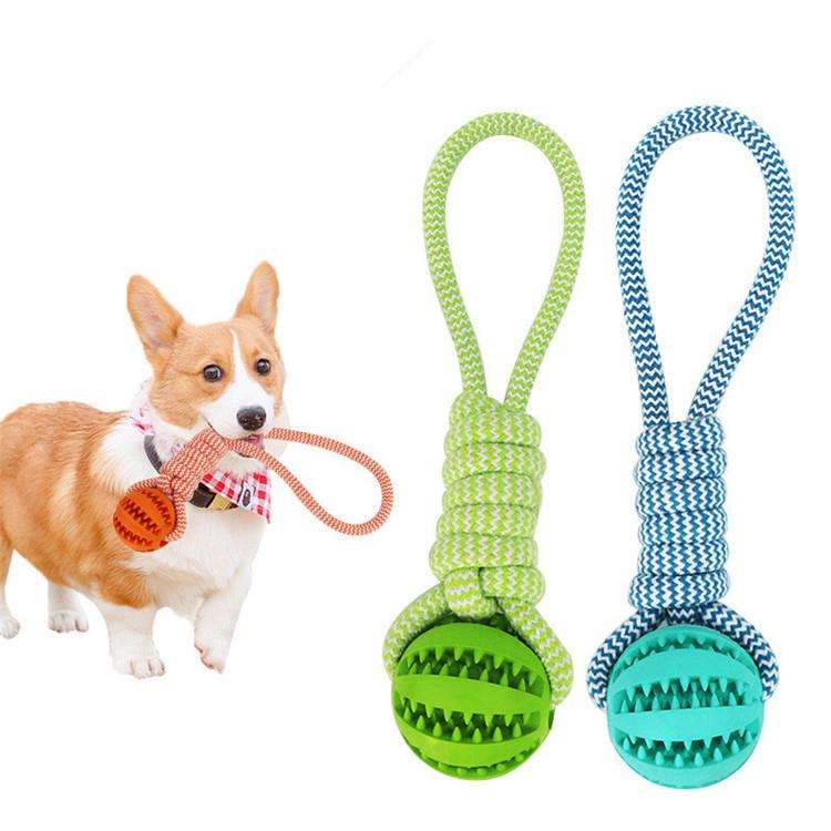 Interactive Dog Ball Rope Toy | Dental Cleaning Chew Ball with Durable Rope | Puppy Teething & Training Toy Pet&Paw