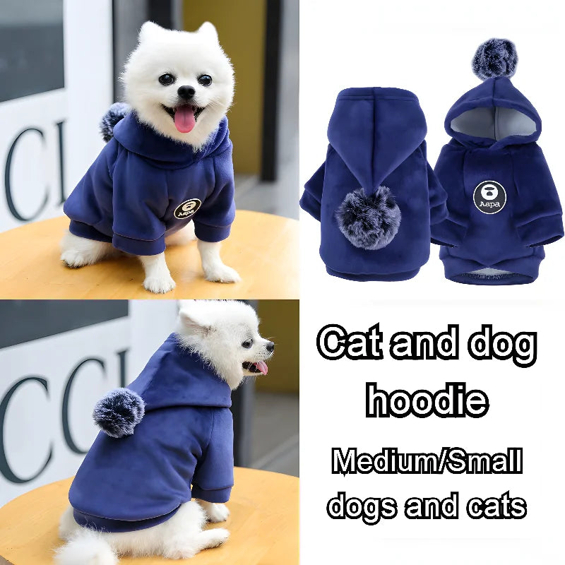 Cozy Pom-Pom Pet Hoodie - Stylish Winter Warmth for Small Dogs & Cats Pet&Paw