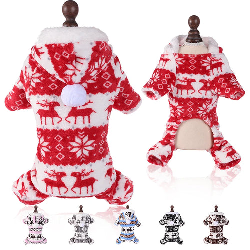 Cozy Festive Dog/cats Pajamas - Warm Fleece Winter Onesies for Small to Medium Pets Pet&Paw