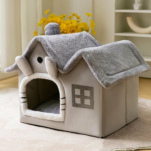 Cozy Cottage Pet House  - Ultra-Soft Plush Pet Bed with Bunny Ears | Machine Washable Indoor Pet Home Pet&Paw