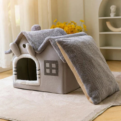 Cozy Cottage Pet House  - Ultra-Soft Plush Pet Bed with Bunny Ears | Machine Washable Indoor Pet Home Pet&Paw