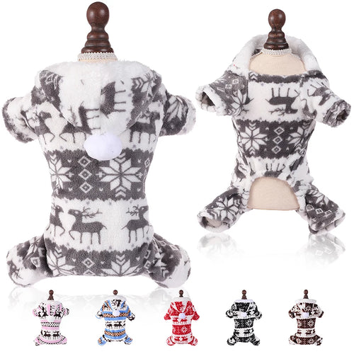 Cozy Festive Dog/cats Pajamas - Warm Fleece Winter Onesies for Small to Medium Pets Pet&Paw