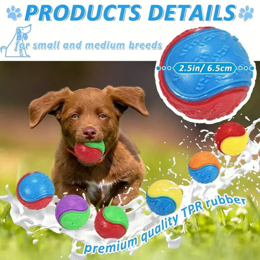 PuppyPop Duo-Tone Ball - Premium TPR Rubber Dog Toy for Small & Medium Breeds - Dental Care & Interactive Play/bite Pet&Paw