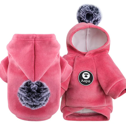 Cozy Pom-Pom Pet Hoodie - Stylish Winter Warmth for Small Dogs & Cats Pet&Paw