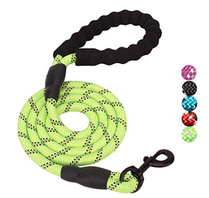 Indestructible Dog Leash - Mountain Grade Reflective Rope + FREE Waste Bag Dispenser Pet&Paw