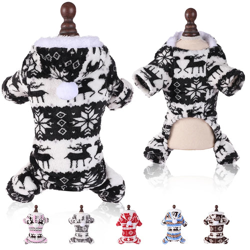 Cozy Festive Dog/cats Pajamas - Warm Fleece Winter Onesies for Small to Medium Pets Pet&Paw