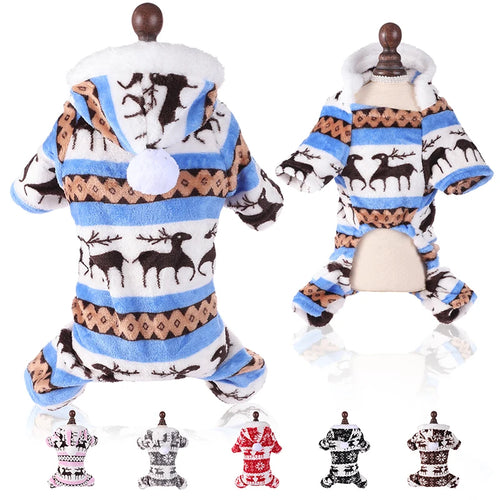 Cozy Festive Dog/cats Pajamas - Warm Fleece Winter Onesies for Small to Medium Pets Pet&Paw