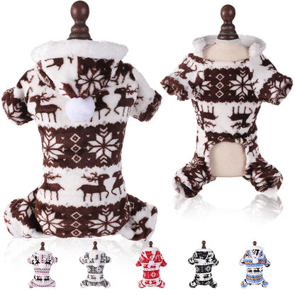 Cozy Festive Dog/cats Pajamas - Warm Fleece Winter Onesies for Small to Medium Pets Pet&Paw