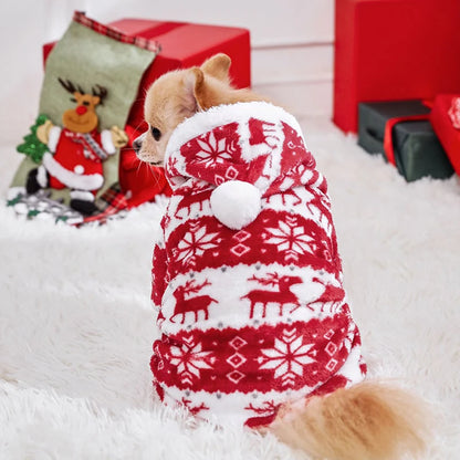 Cozy Festive Dog/cats Pajamas - Warm Fleece Winter Onesies for Small to Medium Pets Pet&Paw