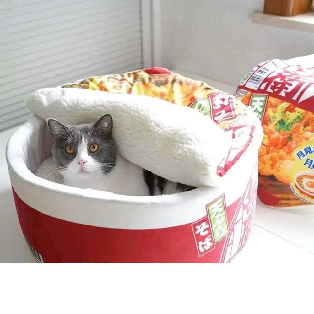 Ramen Bowl Pet Bed - Kawaii Japanese Noodle Cup Pet Bed for Who Love Comfort with a Side of Fun Pet&Paw