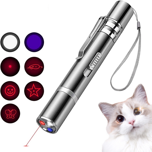 7-in-1 Interactive Cat Toy Laser Pointer - USB Rechargeable Pet Exercise Tool Pet&Paw