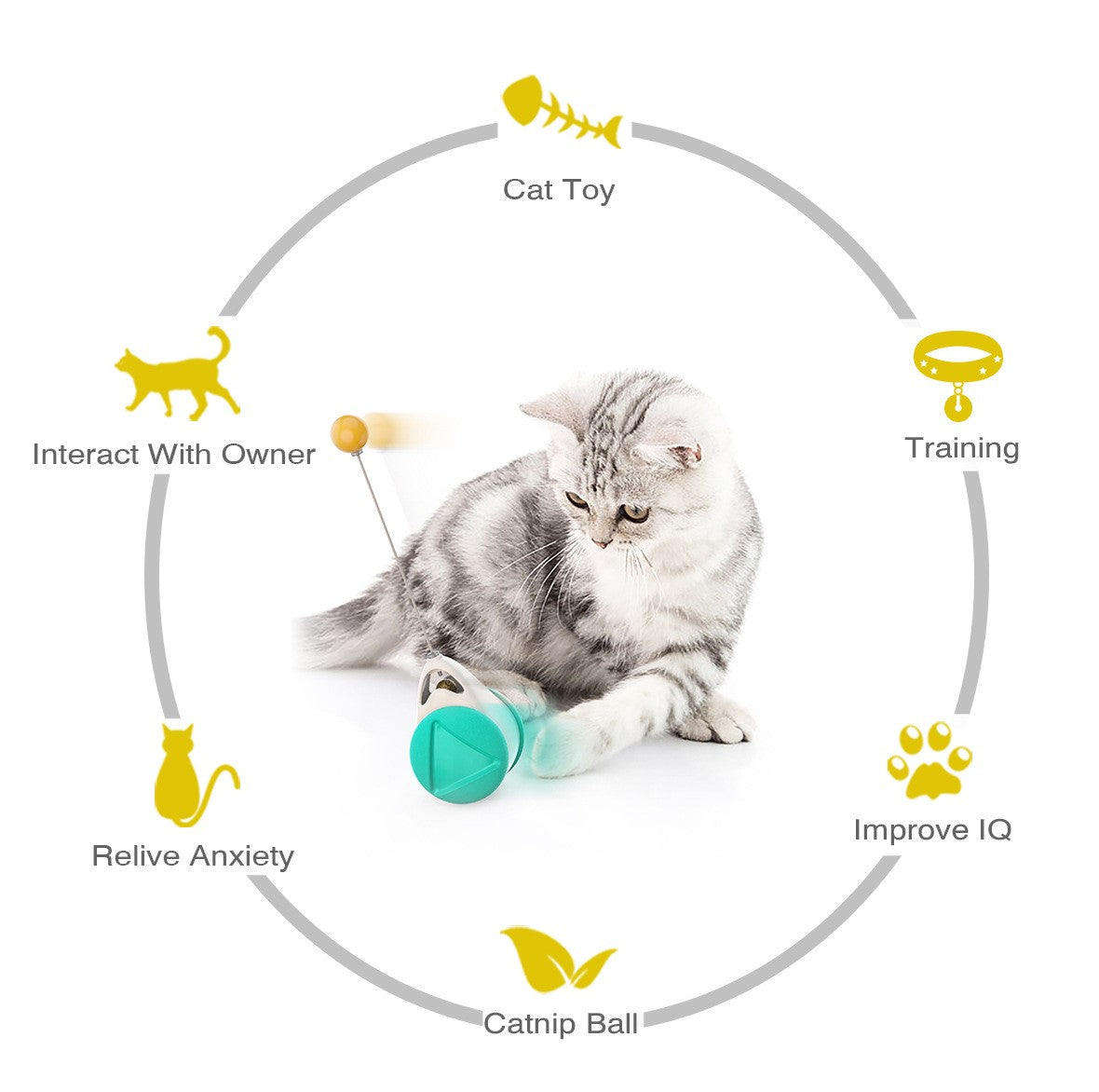 Wobble & Chase: Interactive Self-Balancing Cat Toy Pet&Paw