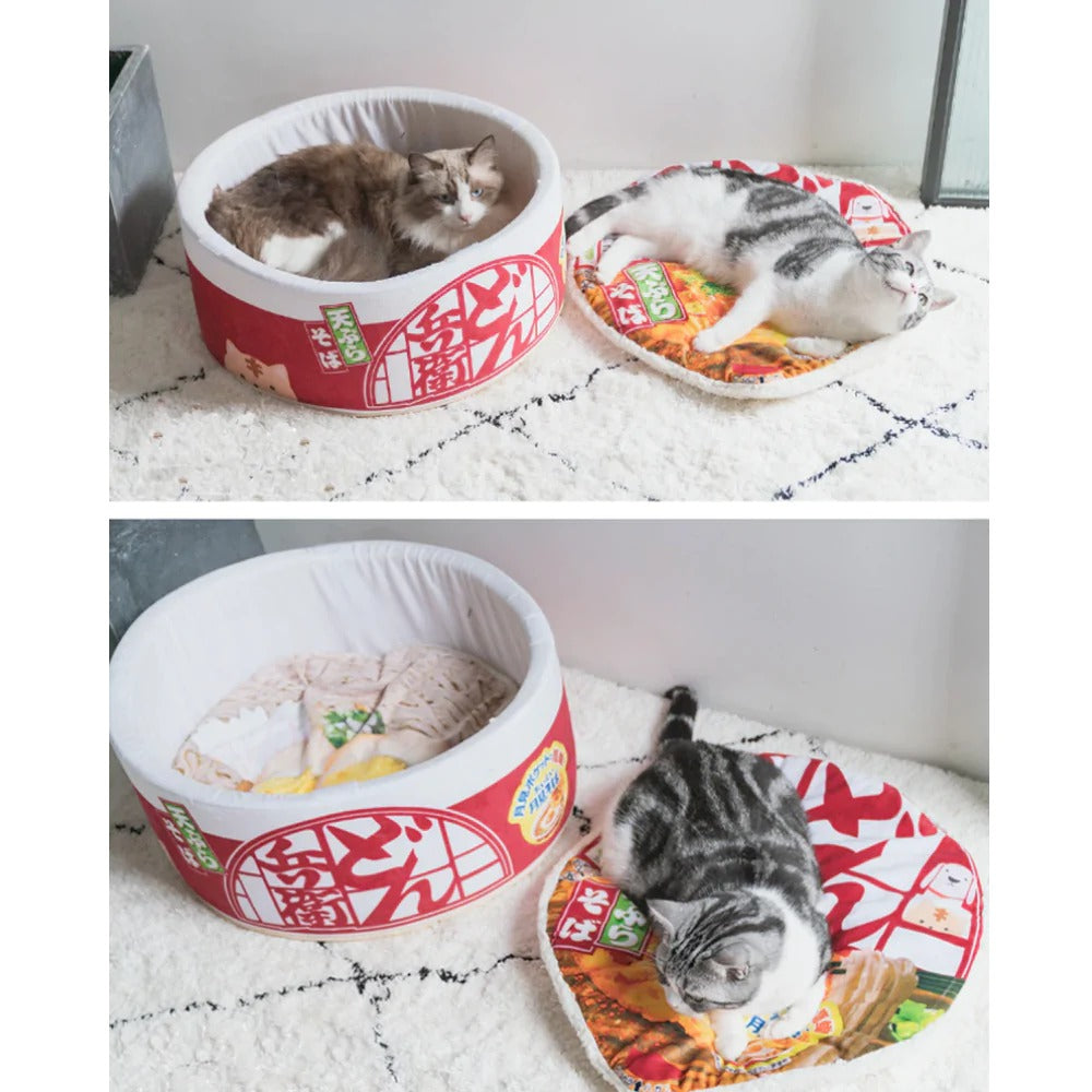 Ramen Bowl Pet Bed - Kawaii Japanese Noodle Cup Pet Bed for Who Love Comfort with a Side of Fun Pet&Paw