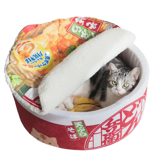 Ramen Bowl Pet Bed - Kawaii Japanese Noodle Cup Pet Bed for Who Love Comfort with a Side of Fun Pet&Paw