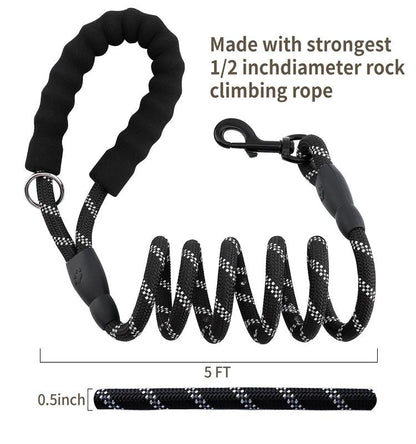 Indestructible Dog Leash - Mountain Grade Reflective Rope + FREE Waste Bag Dispenser Pet&Paw