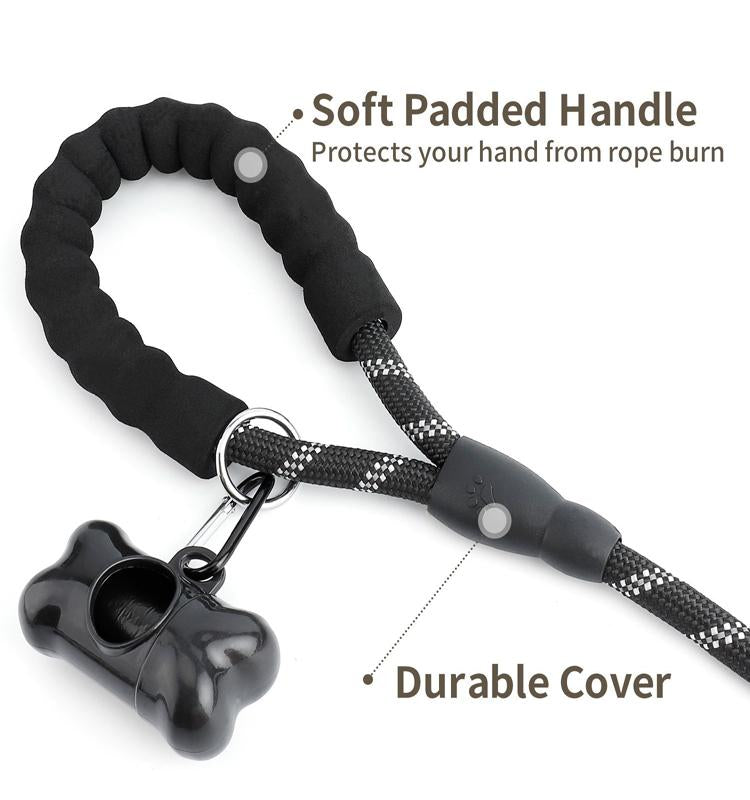 Indestructible Dog Leash - Mountain Grade Reflective Rope + FREE Waste Bag Dispenser Pet&Paw