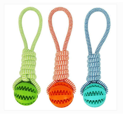 Interactive Dog Ball Rope Toy | Dental Cleaning Chew Ball with Durable Rope | Puppy Teething & Training Toy Pet&Paw